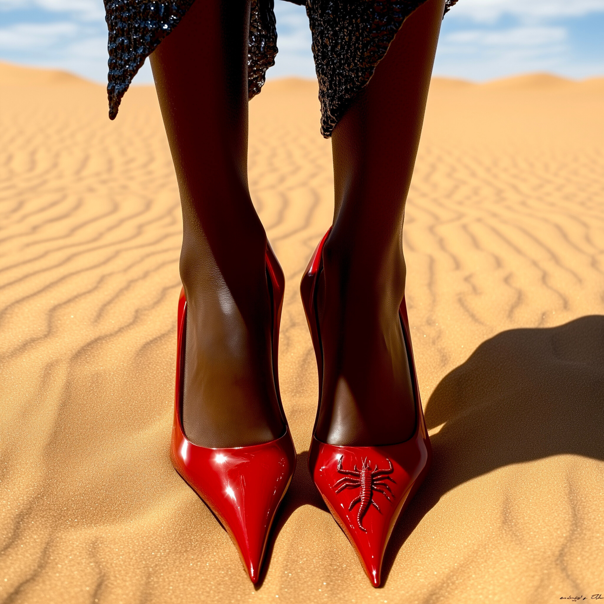 Red heels in desert light